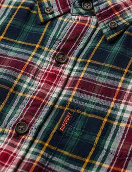Camisa de franela Superdry verde a cuadros