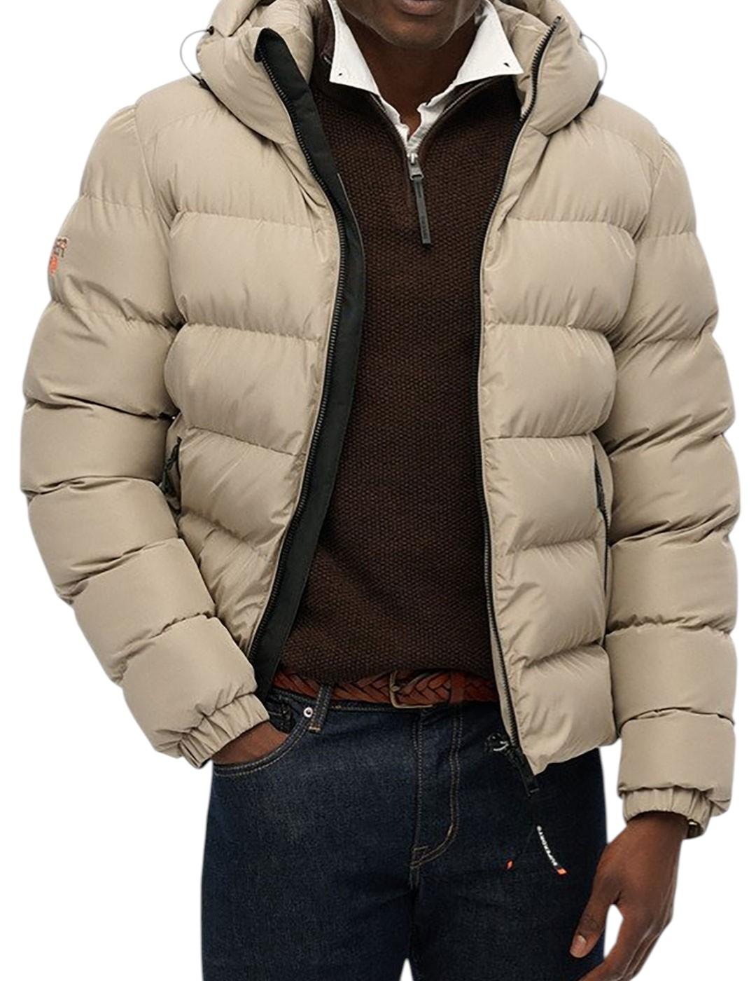 Plumífero Superdry beige para hombre