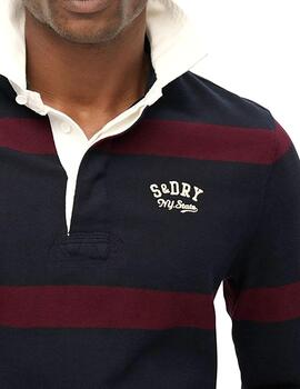 Polo manga larga Superdry azul marino de rugby