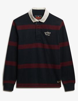 Polo manga larga Superdry azul marino de rugby