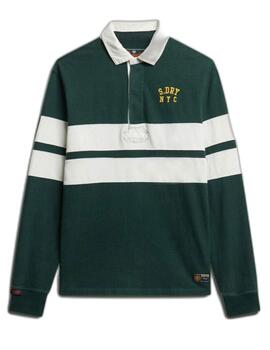 Polo manga larga Superdry verde botella de rugby