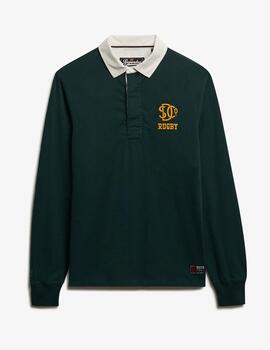 Polo rugby Superdry verde botella