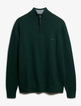Jersey Superdry verde botella con cremallera