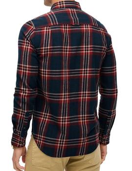 Camisa de franela Superdry azulgrana para hombre a cuadros
