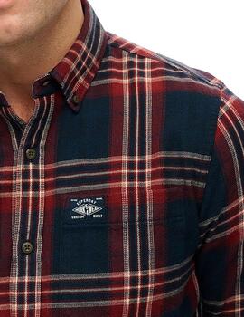 Camisa de franela Superdry azulgrana para hombre a cuadros