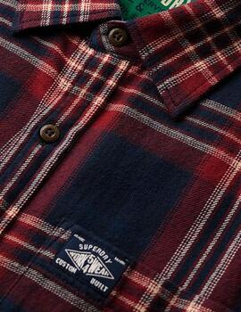 Camisa de franela Superdry azulgrana para hombre a cuadros
