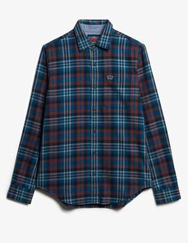 Camisa de franela Superdry azul cobalto para hombre
