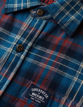 Camisa de franela Superdry azul cobalto para hombre