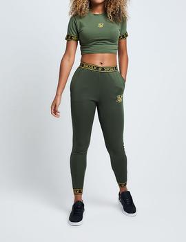 Camiseta Siksilk Tape Cuff Crop verde para mujer