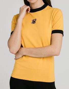Camiseta Siksilk Ringer Tee amarilla para mujer