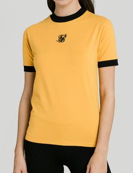 Camiseta Siksilk Ringer Tee amarilla para mujer