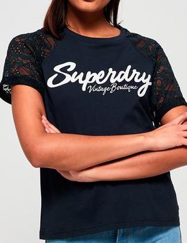 Camiseta Superdry Madeline azul marino para mujer