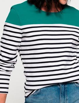 Camiseta Superdry Breton Twist verde para mujer