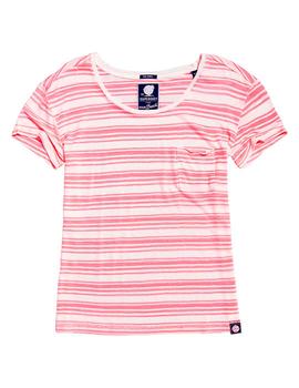 Camiseta Superdry Multi Stripe rosa para mujer