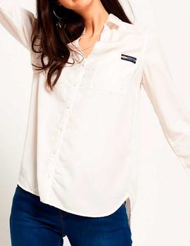 Camisa suelta Superdry Tencel Shirt blanca mujer