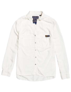 Camisa suelta Superdry Tencel Shirt blanca mujer