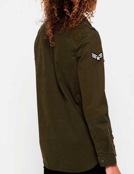 Camisa Superdry Military shirt negra para mujer