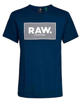 Camiseta G Star azul Logo Raw para hombre