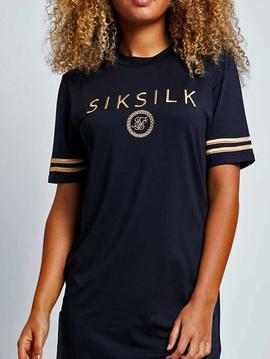 Vestido camisero Siksilk Mesh negro para mujer