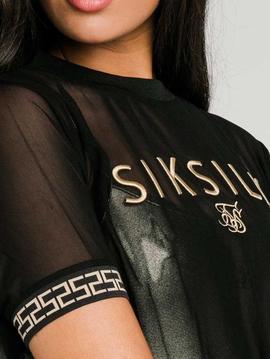 Camiseta Siksilk Luxury malla negra mujer