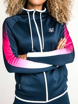 Chaqueta Siksilk azul raya rosa para mujer