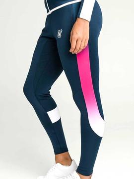 Pantalón SikSilk azul marino franja rosa mujer