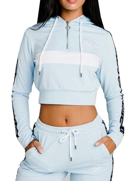 Sudadera crop Siksilk azul celeste para mujer