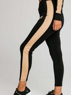 Pantalón chándal Siksilk negro franja dorada mujer