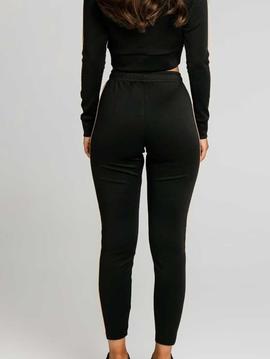 Pantalón chándal Siksilk negro franja dorada mujer