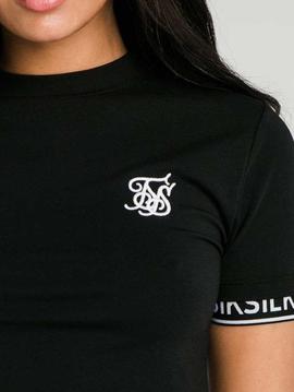 Camiseta corta Siksilk negra para mujer