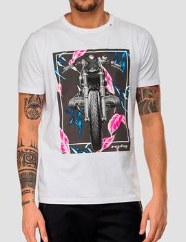 Camiseta Replay moto blanca para hombre