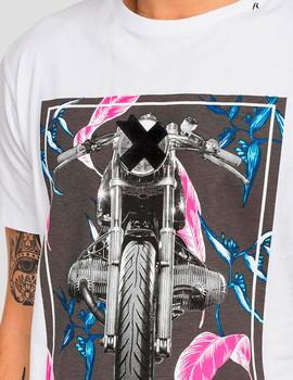 Camiseta Replay moto blanca para hombre