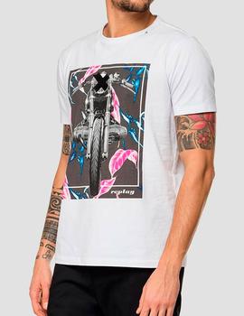 Camiseta Replay moto blanca para hombre