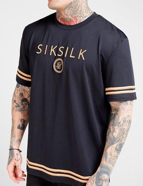 Camiseta Siksilk Oversized negra para hombre