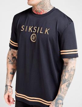 Camiseta Siksilk Oversized negra para hombre