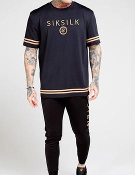 Camiseta Siksilk Oversized negra para hombre