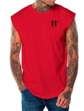 Camiseta 11 Degrees roja manga recortada