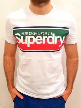 Camiseta Superdry franja verde roja hombre