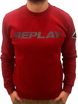 Sudadera Replay roja con logotipo reflectante