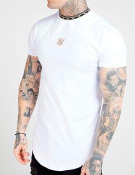 Camiseta Siksilk Tape Collar Gym blanca hombre