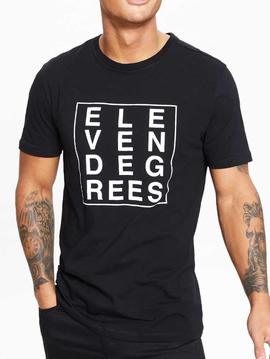 Camiseta 11 Degrees negra Letras blancas hombre