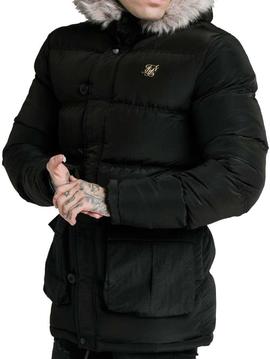 Parka Siksilk Rip Stop Puff negra para hombre