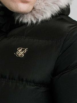 Parka Siksilk Rip Stop Puff negra para hombre