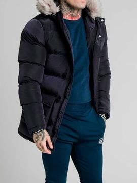 Parka Siksilk Rip Stop Puff negra para hombre