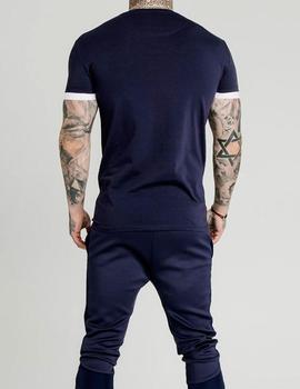 Camiseta Siksilk azul marino letras blancas hombre