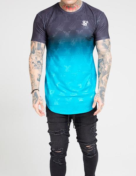 Camiseta Siksilk con logotipos turquesa