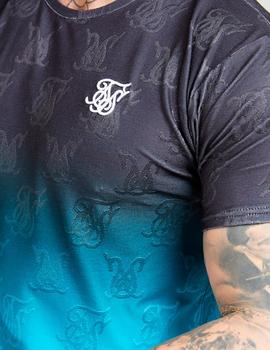 Camiseta Siksilk degradada con logotipos turquesa