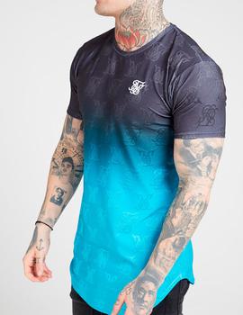 Camiseta Siksilk degradada con logotipos turquesa