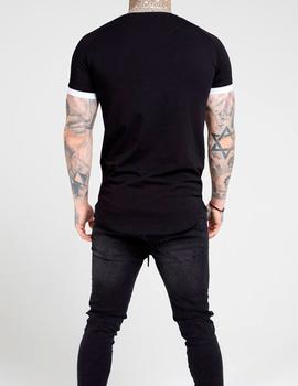 Camiseta Siksilk negra mangas turquesa para hombre