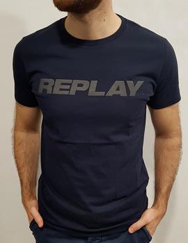 Camiseta Replay M3142 azul marino logo reflectante